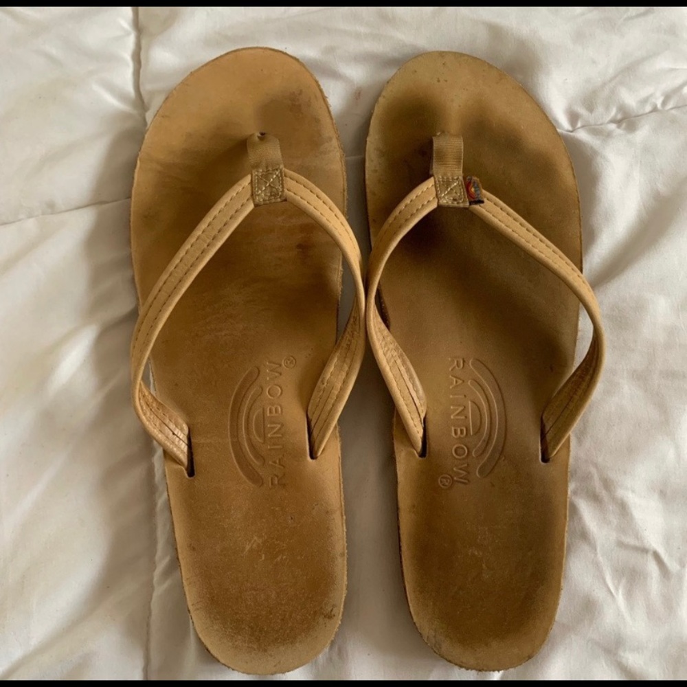 Rainbow Flip Flops Tan Color